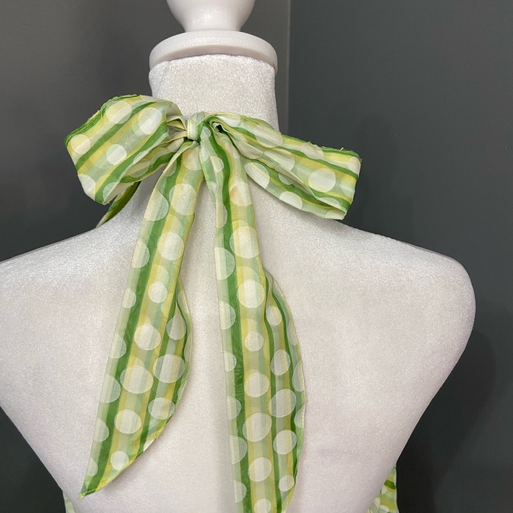 ROBBIE BEE Womens Halter Green White Polka Dot Fit-n-flare Dress 16 Pin Up - Picture 6 of 17